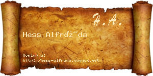 Hess Alfréda névjegykártya